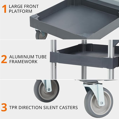 Commercial 3-Shelf Janitorial Cart with 2 Cabinets/Shelves, Commercial Traditional Wheeled Cleaning Cart with Cover and Oxford Bag, 300 Lb Capacity, Suitable for Schools, Hotels, Apartments