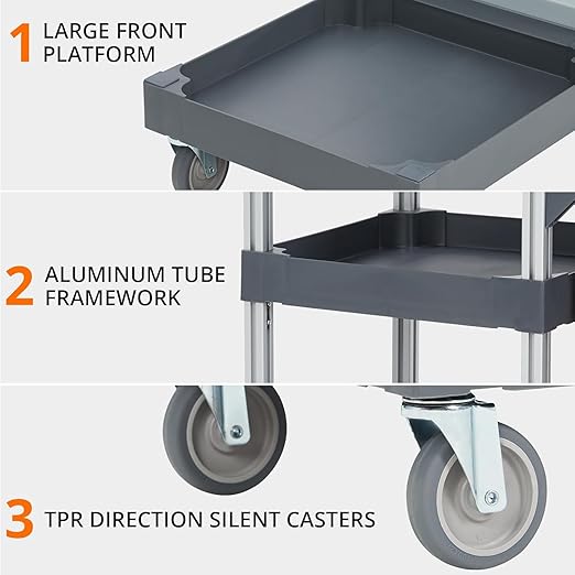 Garvee Commercial Janitorial Cleaning Cart on Wheels, Traditional Janitorial Cart with Cover and Vinyl Bag, Custodial Cart, 3-Shelf Housekeeping Carts for Hotels, Stores, Schools, and Business