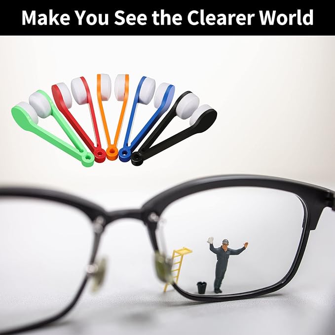 30 Pieces Mini Sun Glasses Eyeglass Microfiber Cleaner Glasses Soft Brush Tool Accessories Mini Spectacles Brush Cleaning Tool Eyeglasses Cleaner Microfiber Cleaning Clip, 5 Colors