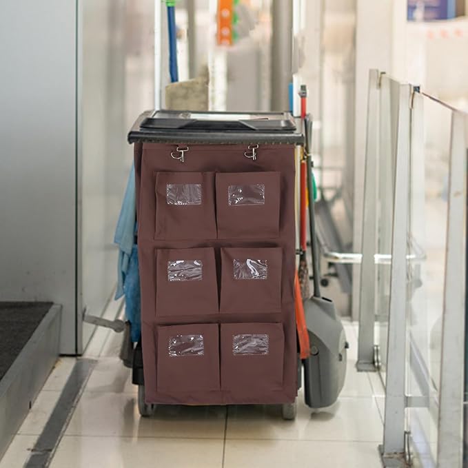 OUNONA Janitorial Cart Bag Large Capacity Leakproof Cleaning Cart Organizer Compatible with Hotel Housekeeping Carts 33.46X15.35X10.43 Inch