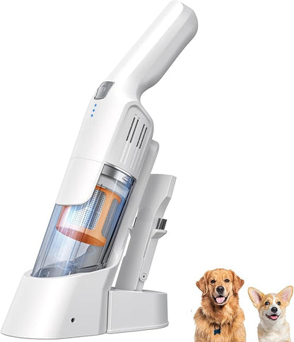 Handheld Vacuum Cordless, 24KPA Powerful Car Vacuum, Rechargeable, Charging Dock, Ergonomic Handle, 2-in-1 Crevice Tool, 1.8lb Portable Vacuum Cleaner with 2-Speed for Car, Home