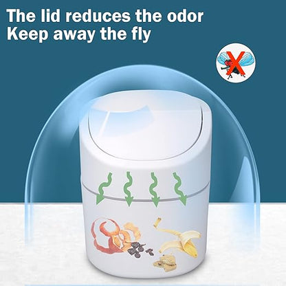 Mini Desk Trash Can with Lid with Trash Bags 180 Pcs Swing-Lid Tiny Countertop Garbage Bin Small Table Top Plastic Covered Waste Basket