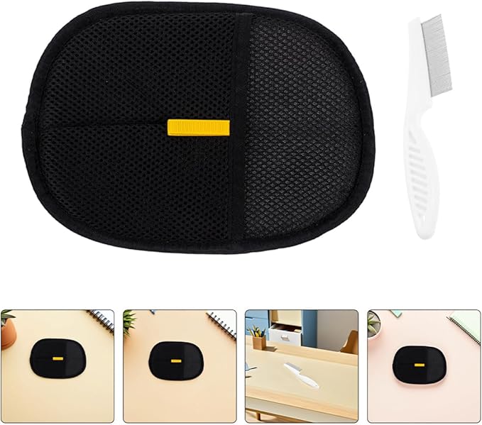 NUOBESTY 3pcs Pet Hair Removal Gloves Set Electrostatic Double-Sided Grooming Mitts with Comb, Small Size for Dog and Cat Hair Cleaning on Furniture, Carpet, and Car Seats