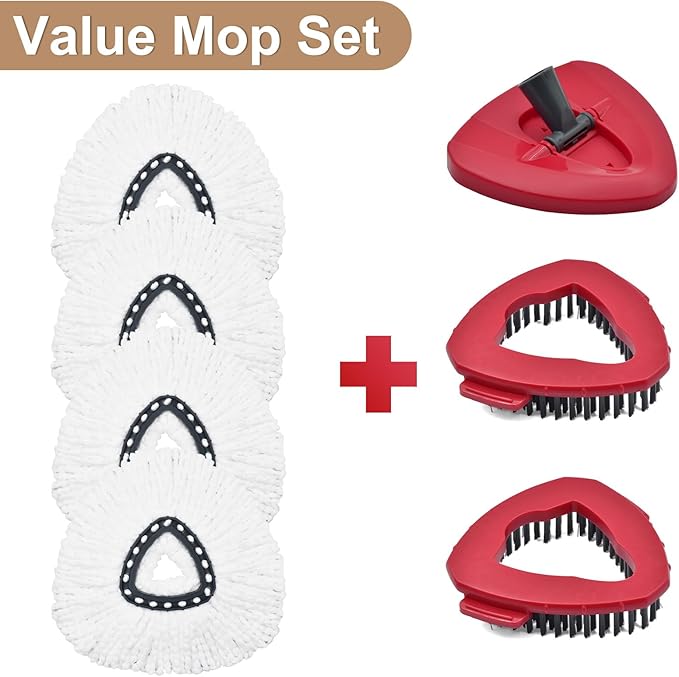 Mop Heads Replacements for Ocedar, Mop Replace Head for O Cedar, Mop Heads for O Cedar, Mop Replace Head for Cedar, Mop Heads for O Cedar Spin Mop Include 4 Mop Refills 2 Scrubber Mop Head 1 Mop Base