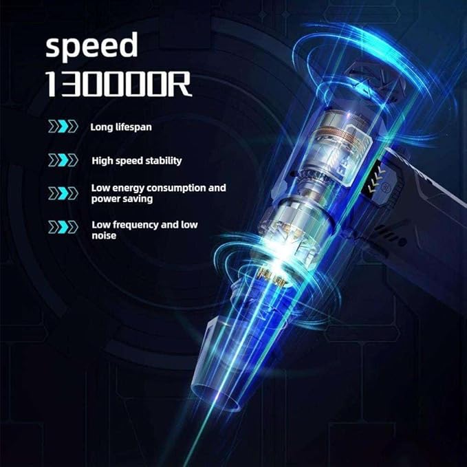 Ac-27 Air Duster, 2025 Upgraded Ac-27 Turbo Fan with Led Light,130000rpm Electric Air Duster,Rechargeable Cordless High-Speed Ac-27 Duster,120w High Power Air Duster for Computer Outdoor