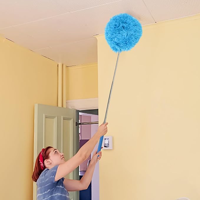 Flexible Dusting Tool Duster - Extendable Microfiber Cleaner, Household Ceiling Fan Remover | Telescopic Dust Removal Wand System, Bendable Head Attachment with Soft Grip for High Furniture Surfaces