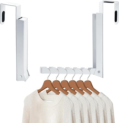 Over The Door Hanger Hooks for Clothes, Over The Door Coat Hook Portable Clothes Drying Rack for Laundry Foldable Rack Space Saving - 2 Pack