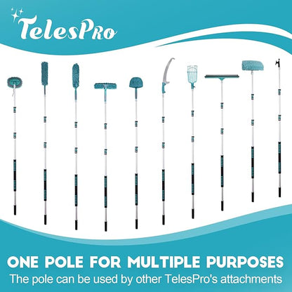 TelesPro 12FT Car Wash Brush with Long Handle, Car Cleaning Kit with Soft Wash Brush, Tire Brush, Window Squeegee, Microfiber Cleaning Head, Mitt, for House Siding, Auto Cars, Trucks, SUV, RV, Floors