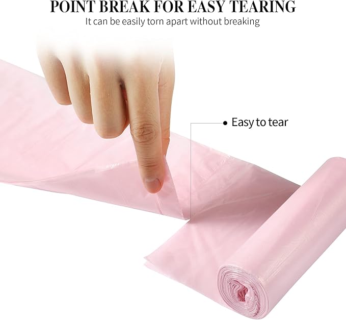 5 Rolls Small Trash Bags - 100 Counts Durable 4 Gallon Small Garbage Bags for home office kitchen Bathroom Bedroom Trash Can liners（Pink）