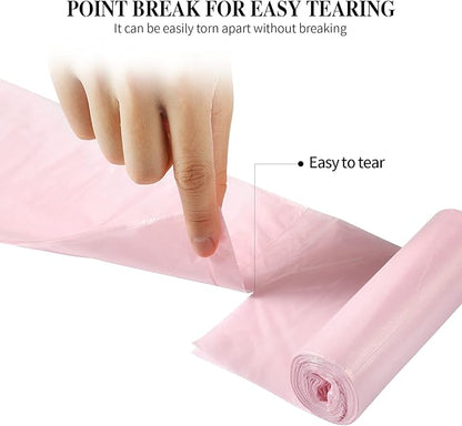 5 Rolls Small Trash Bags - 200 Counts Durable 4 Gallon Small Garbage Bags for home office kitchen Bathroom Bedroom Trash Can liners（Pink）