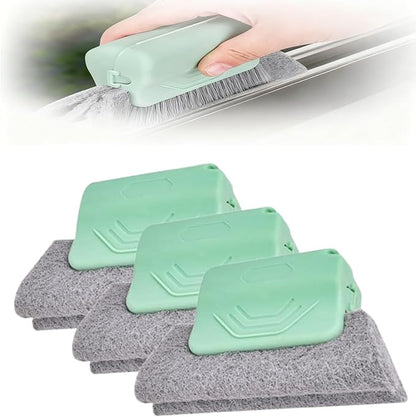 Magic Window Track Cleaner, Window Groove Cleaning Brush Hand-held Magic Windows Track Cleaner Tools Set Creative Cleaner Brushes Tools for Window lides Gaps, Sliding Door Tracks (Green, 3pcs)
