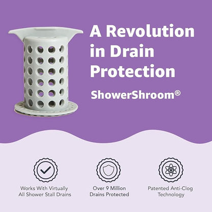 ShowerShroom the Revolutionary 2" Stand-Up Shower Stall Drain Protector Hair Catcher/Strainer, Gray , 1 Count ( Pack of 1)