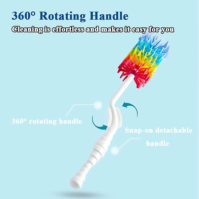 Bottle Brush Cleaner-Baby Milk Bottle Cleaner Soft Silicone Bottle Brusher / 360 Degree Rotating Long Handle Brush for Washing Glassware, Cup, Decanter, Narrow Neck Brewing Bottle