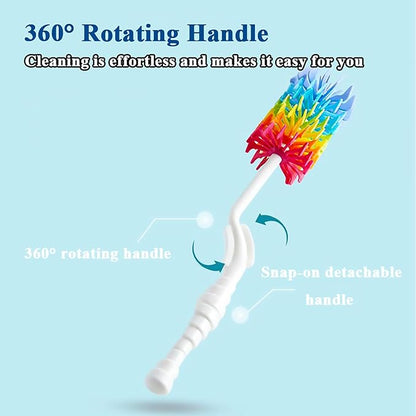 Bottle Brush Cleaner-Baby Milk Bottle Cleaner Soft Silicone Bottle Brusher / 360 Degree Rotating Long Handle Brush for Washing Glassware, Cup, Decanter, Narrow Neck Brewing Bottle