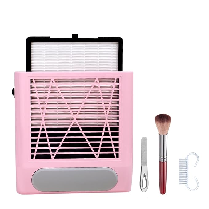 Professional Nail Dust Collector Machine - 80W Powerful Vacuum Cleaner with Multiple Tool Kits - Low Noise Pink