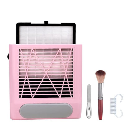Professional Nail Dust Collector Machine - 80W Powerful Vacuum Cleaner with Multiple Tool Kits - Low Noise Pink