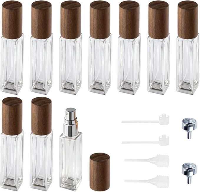 Perfume Atomizer, Glass Perfume Container,Travel Bottle Refillable, Empty Portable Leakproof Frangrance Spray Bottle (10pcs 10ml/0.3oz)