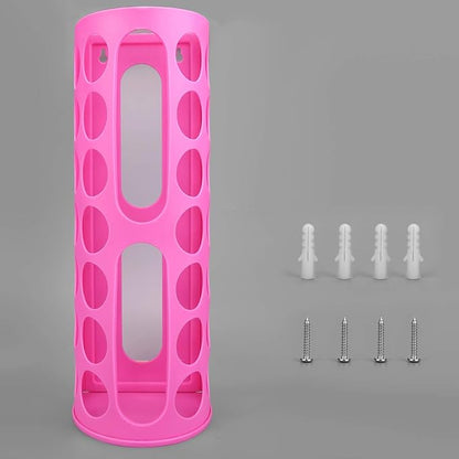 Lunies Wall Mount Bag Dispenser Large Capacity Plastic Bag Vinyl Holder - Multiple Large Holes for Easy Access Bags Great for Shopping Bags/Grocery Bags/Vinyl Storage Pink 2 Pack