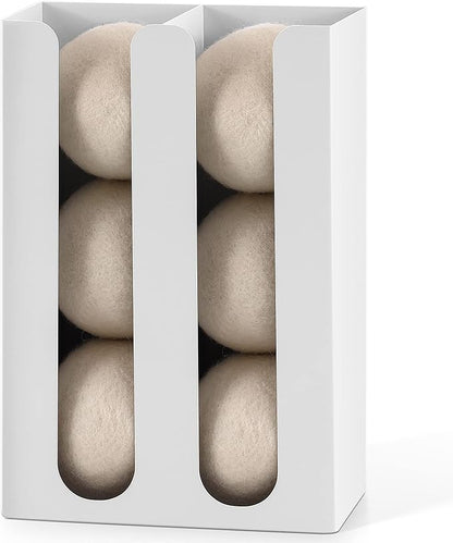 Magnetic Dryer Ball Holder for Laundry Room,Iron Dryer Ball Dispenser for Laundry Storage Container,Laundry Dryer Balls Organizer,Magnetic Dryer Ball Basket,Laundry Room Organization,White(No Balls)
