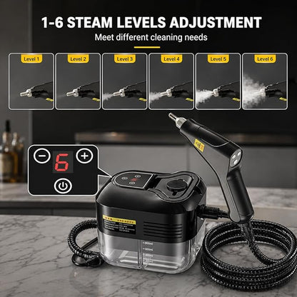 2500W Handheld High-Temperature Pressurized Steam Cleaner, Professional High-Pressure Rapid-Heating Steam Cleaner, Steam Cleaner For Car, Kitchen, Bathroom, Furniture, Windows (White)