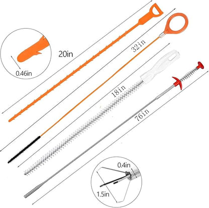 Drain Snake，Plumbing Drain Clog Remover, Gutter Cleaning Tools for Toilet Shower Kitchen Bathroom Tub, Clogged Drains Opener Cleaning Tool, Flexible Grabber Claw Pick Up Reacher （76 in）
