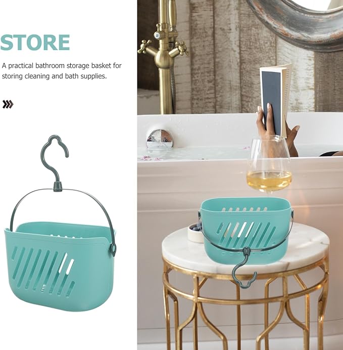 PRETYZOOM Hanging Shower Basket Portable Cleaning Supply Basket Plastic Bathroom Organizer over Toilet Storage for Shampoo Conditioner Loofahs Bath Accessories