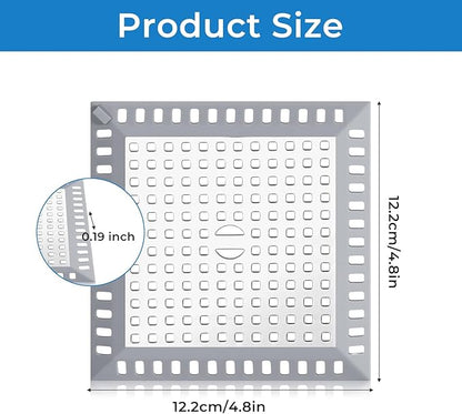 Stainless Steel Square Shower Drain Cover, Square Shower Drain Hair Catcher with Silicone for Bathroom Floor to Keep Away from Clogged Drains