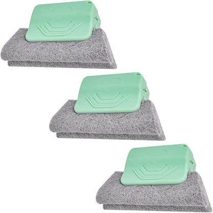 Magic Window Track Cleaner, Window Groove Cleaning Brush Tool Set, Handheld Cleaning Brushes for Window Slides Gaps Tile Lines Shutters and Car Vents, 5.31 x 3.35 x 1.18 Inches (Green 3)