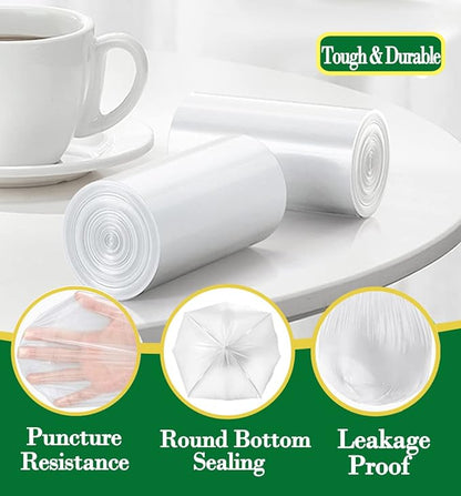 2.5 Gallon 120 pcs(2.5-2.6 Gal) Small Clear Trash Bags, Strong 2.5 Gallon 2.6 Gallon Garbage Bags, Bathroom Trash Can Bin Liners,Mini Bags Waste Basket Liner,Fit 6-10 Liter, 2.5-2.6 Gal (2.5C120)