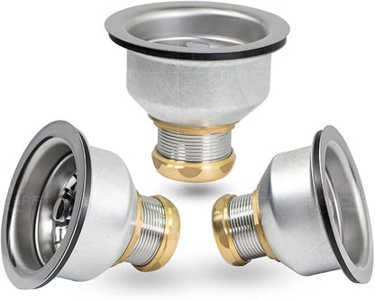 Highcraft 9754 Kitchen Sink (3-1/2 Inch) Stainless Steel Drain Assembly With Strainer Basket and Snaplock Stopper Long Extended Shank (3-3/4 Inch)
