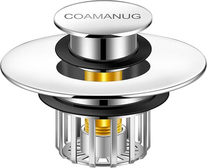 coamanug Bathtub Stopper | Shower Drain Hair Catcher, Pop-up Tub Stopper with Strainer | Bathroom Drain Plug | Drain Protector for 1-1/2 to 1-3/4"" Bath Drain Hole