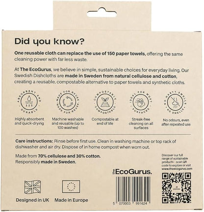 10 Pack Odour-Resistant Reusable Cleaning Cloths | Original Swedish Dishcloth | Made in Sweden | Suitable for All Surfaces | Biodegradable Cellulose Sponge | Kitchen & Bathroom | Pink