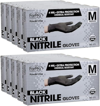 ForPro Disposable Nitrile Gloves, Chemical Resistant, Powder-Free, Latex-Free, Non-Sterile, Food Safe, 4 Mil