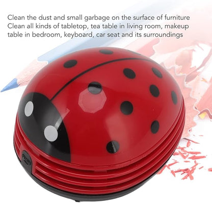 Mini Desktop Vacuum Cleaner Cartoon Ladybug Sweeper Handheld Vacuum Paper Portable Ladybird Shape for Cute Red Red Ladybird Handheld Vacuums