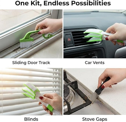 Window Track Cleaner Tool Set, 13 Pcs Groove Gap cleaning brush, Multi-Purpose window sill cleaner tool for Sliding Door, Tile Lines, Shutter, Car Vents and Air Conditioner