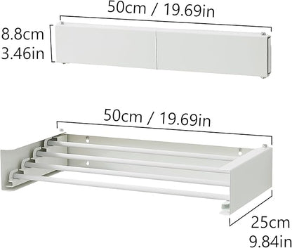 RFOUO Clothes Drying Rack, Laundry Hanger Dryer Rack, Wall Mounted Drying Rack for Laundry, Foldable Drying Rack Indoor Outdoor, 19.7" Wide, 4 Aluminum Rods, 40 lb Capacity (White 19.7")