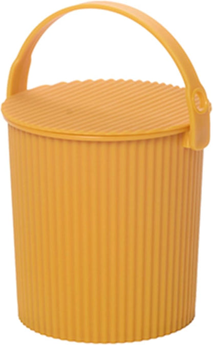 Hachiman Micro Bucket - 0.18 Gallon Heavy Duty Bucket with Lid and Handle - Hands-Free Filling - Easy to Stack and Store - Indoor Outdoor Use - 4.9" x 4.6" - Mustard