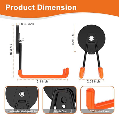 ENUODA Strong Magnetic Hooks 12 Pcs Neodymium Magnet Garage Hooks Anti-Slip Magnet Tool Holder for Hanging Broom, Mop, Shovel, Bridle, Drill, Toolbox, Locker, Container, Tool Chest, 2PCS