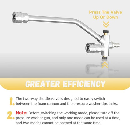 Foam Cannon for Pressure Washer with Dual Connector Accessory, Pressure Washer Double Tip Attachment for Foam Cannon,M22 and 1/4" Quick Connect, 5 Nozzle Tips