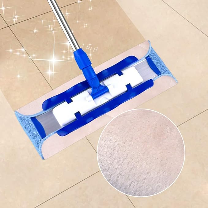KEEPOW 3 Pack Microfiber Mop Refills Compatible with MR.SIGA Professional Mop, 17.3 x 9.4 Inch Reusable Flat Mop Pads Replacement for Hardwood Floor Cleaning and Waxing, Dual-Sided Wet/Dry Mop Cloth