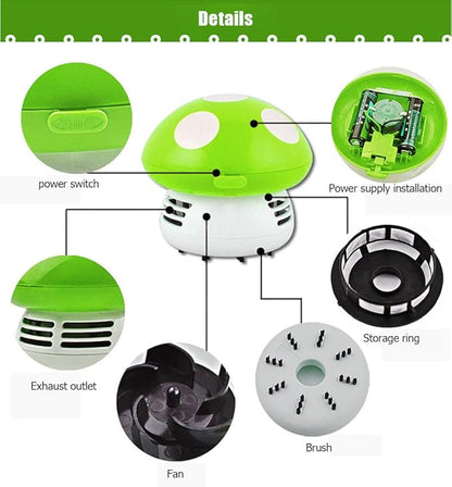 Aliotech Mini Cute Table Dust Vacuum Cleaner Mushroom Shaped Portable Corner Desk Vacuum Cleaner Mini Cute Vacuum Cleaner Dust Sweeper(Green)