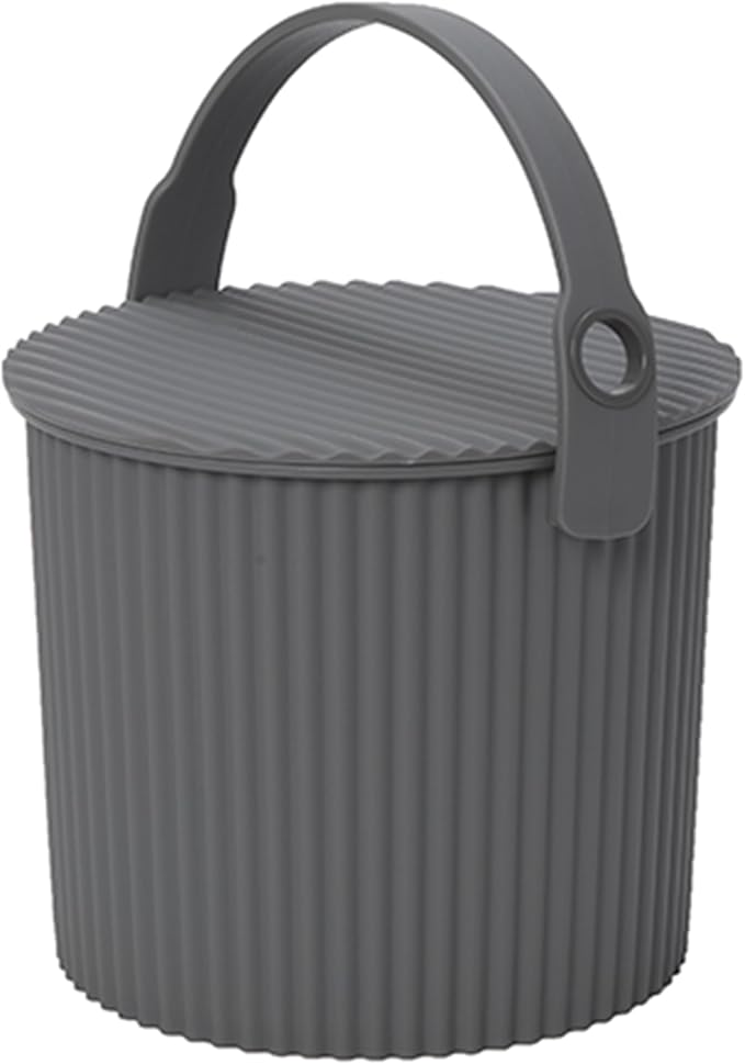 Hachiman Mini Bucket - 1.1 Gallon Heavy Duty Bucket with Lid and Handle - Hands-Free Filling - Easy to Stack and Store - Indoor Outdoor Use - 6.9" x 8.3" - New Grey