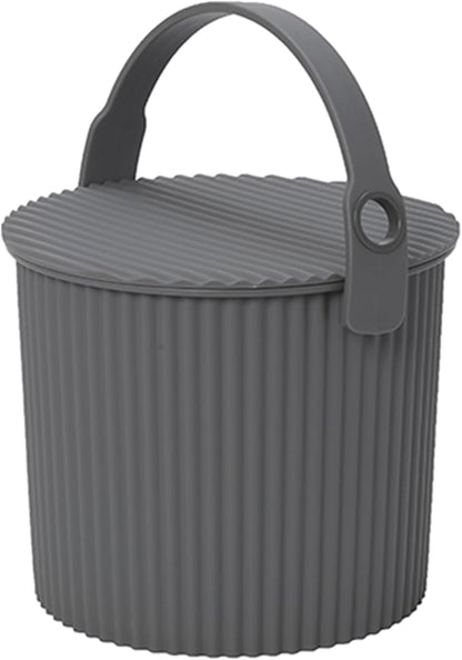 Hachiman Mini Bucket - 1.1 Gallon Heavy Duty Bucket with Lid and Handle - Hands-Free Filling - Easy to Stack and Store - Indoor Outdoor Use - 6.9" x 8.3" - New Grey