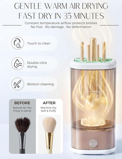 Electric Makeup Brush Cleaner Machine,3 in 1 Makeup Brush Cleanser & Washer,Cleaning Tool,Cosmetic Brushes Cleaners Cleaning For All Size Beauty Makeup Brush Set,Eyeshadow, Blush Brush. (Gray-)