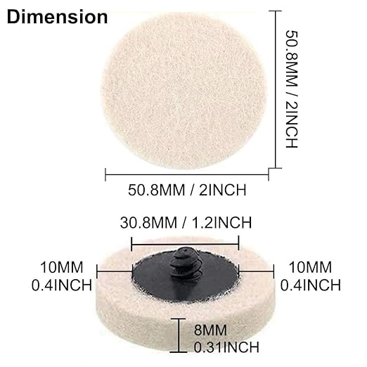 30 Pcs 2" Wool Felt Discs, 2 Inch Compressed Wool Fabric Quick Change Disc Roll Lock Surface Conditioning Buffing Pads for Polishing and Buffing Projects