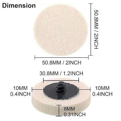 30 Pcs 2" Wool Felt Discs, 2 Inch Compressed Wool Fabric Quick Change Disc Roll Lock Surface Conditioning Buffing Pads for Polishing and Buffing Projects
