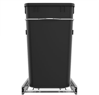 Rev-A-Shelf Double 27 Qt Pullout Trash Can for Base Kitchen Cabinets, Garbage Waste Bin System with Full Extension Slides, Min Opening Width of 11.5", Black, RV-15KD-18C S