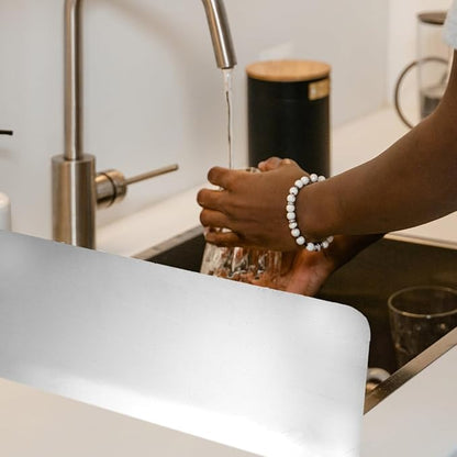2PCS Sink Splashback Kitchen Sink Splash Guard Sink Water Splash Guard, kitchen sink backsplash guard Stainless Steel Splash Board Kitchen Sink Splashing-proof Guard Waterproof (15 x 6 Inch)