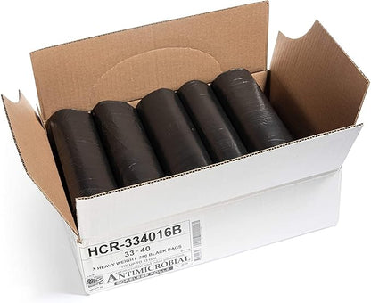 Aluf Plastics 33 Gallon Black Trash Bags (250 Count) - 33" x 40" - 16 Micron Equivalent High Density Value Garbage Bags for Bathroom, Office,Municipal(1 Pallet of 70 Cases, 17500 Bags Total)