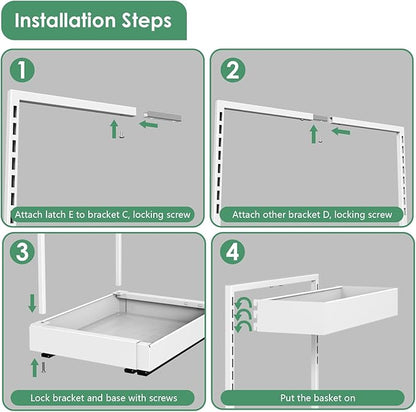 REALINN L-Shaped Under Sink Organizer with 6-Level Height Adjustment & Expandable Width, Pull-Out Cabinet Storage Rack with Quiet Sliding Rails for Kitchen, Bathroom, Laundry Room Cabinets, White